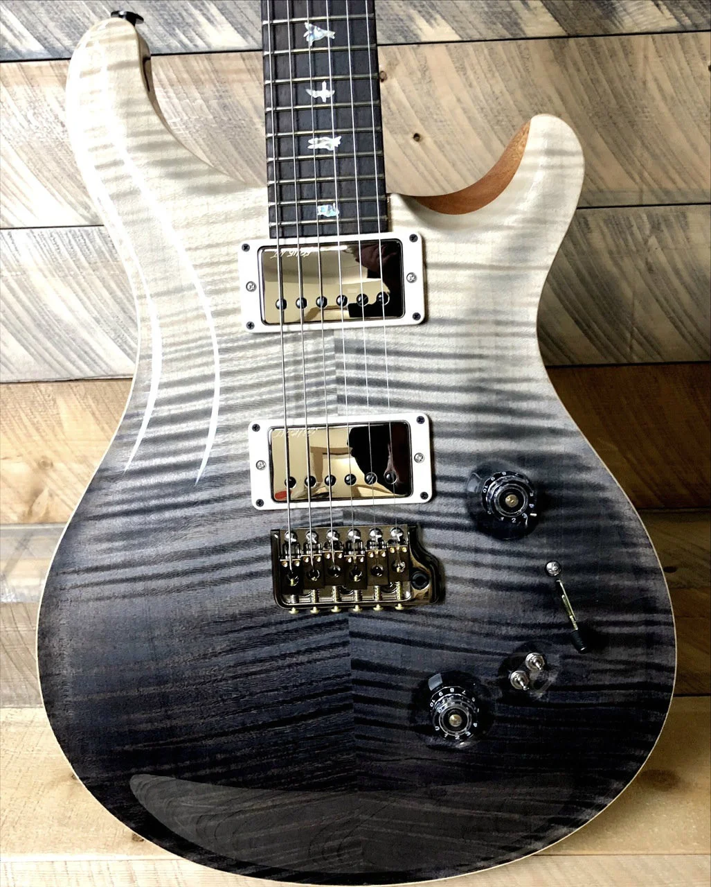 PRS Custom 24-08 Wood Library 10 Top Gray Black Fade 254843 - The Guitar  Store